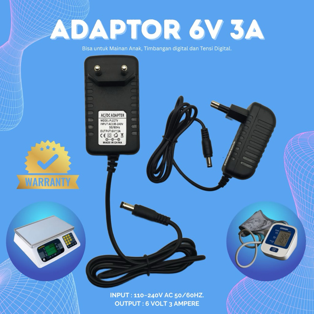 [ COD ] TERMURAH Adaptor  Charger Casan Tensimeter Digital 6volt Adapter Cocok Buat Semua Tensi Mete