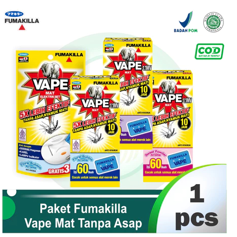 Paket Hemat Fumakilla Vapee Cheap Mat Device Mat Alat+Refill Mat isi 45 Buah / Obat Nyamuk Elektrik