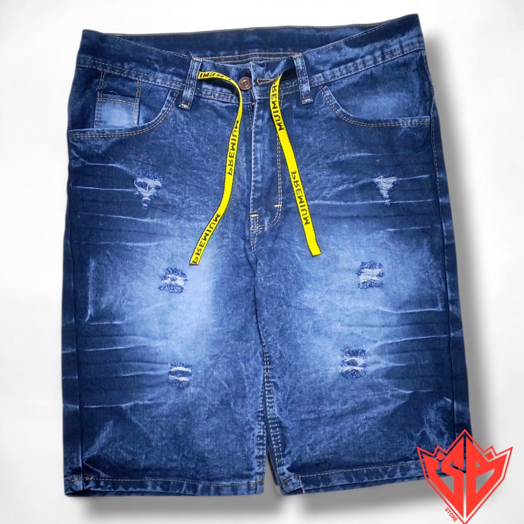 Celana Jeans Pendek Sobek Pria Jumbo Snow Tacling Distro