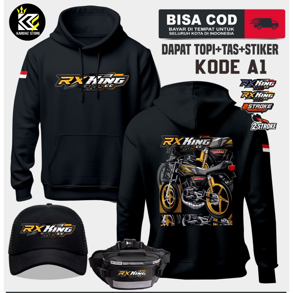 HOODIE RX KING JAKET RX KING TERBARU + TOPI + TAS + STIKER SWEATER RX KING ORIGINAL | KARENZ-STORE