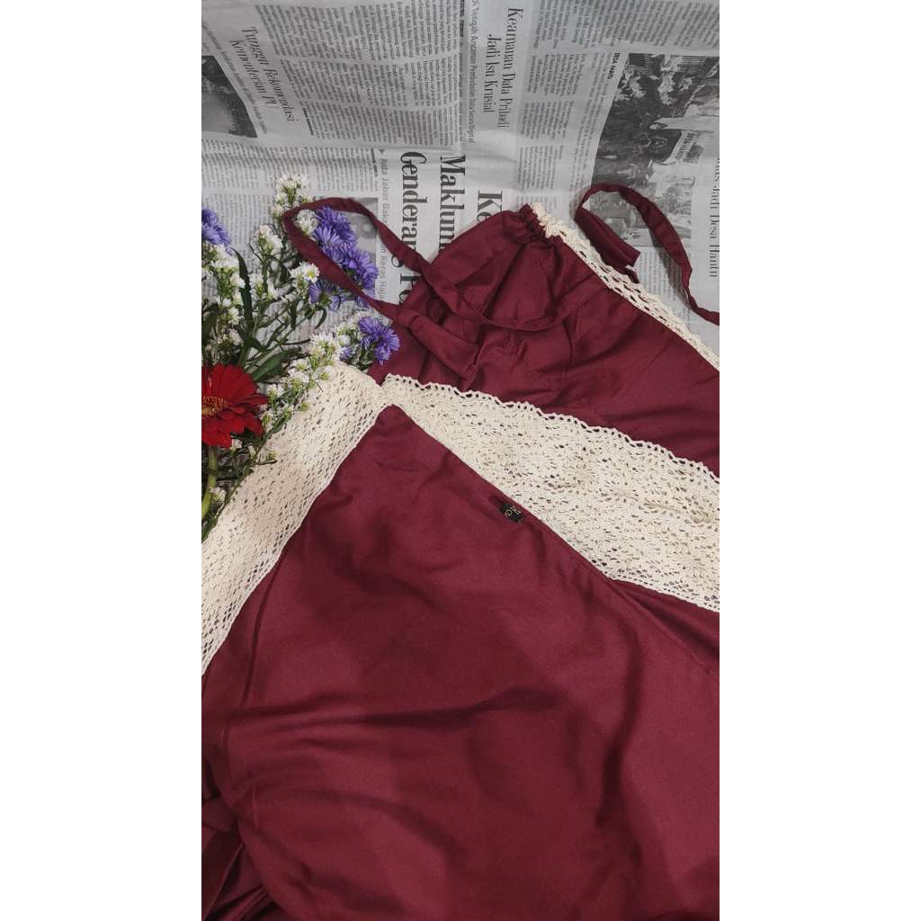 Mukena Katun Viscos Renda Jumbo Murah warna Merah Maroon
