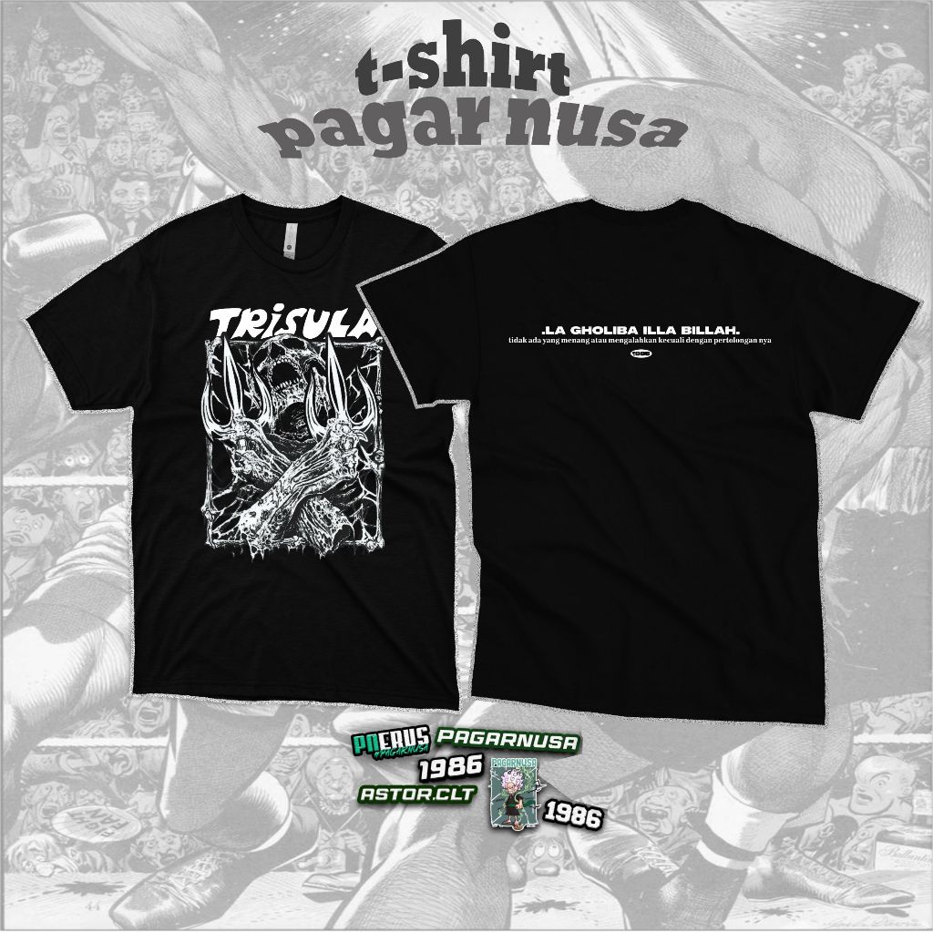 Kaos PAGAR NUSA TRISULA | Tshirt PN Trident Outfit Skena Metal Simpel