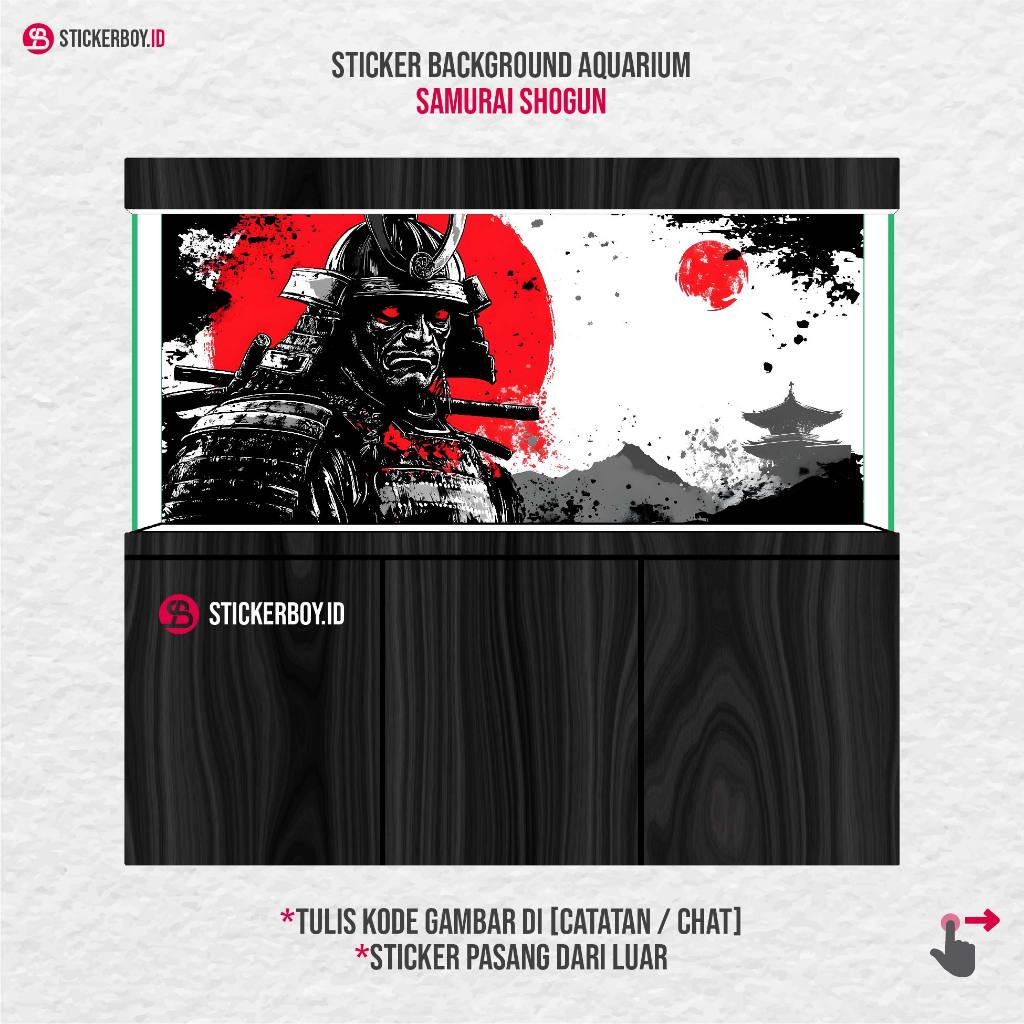 Stiker Background Aquarium Motif Samurai  – Wallpaper Aquarium Premium
