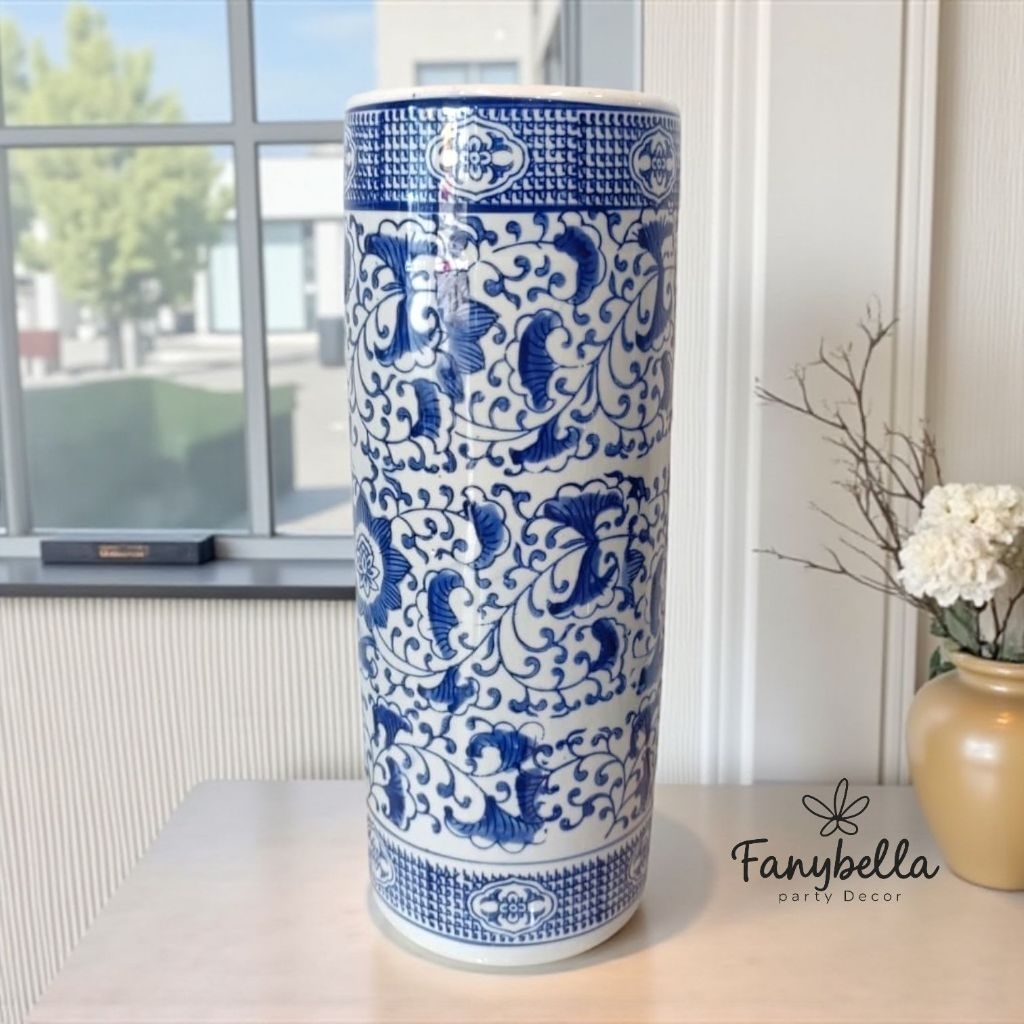 Tempat Payung Keramik Set 3 Guci Vas Bunga Keramik Porselen Biru Putih Import Dekorasi Rumah