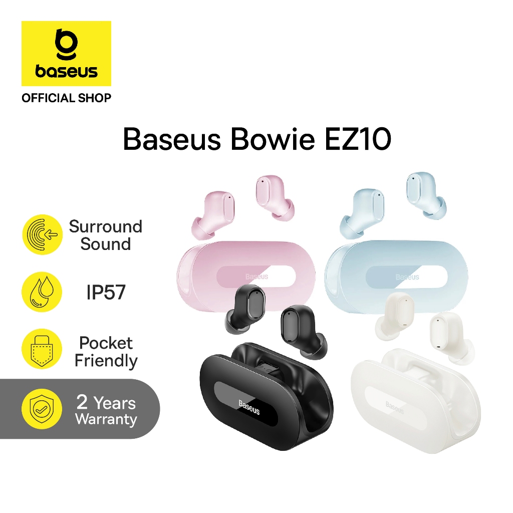 Baseus Bowie EZ10 Bass TWS Koneksi App Earbuds Headset Gaming Sport Earphone Bluetooth
