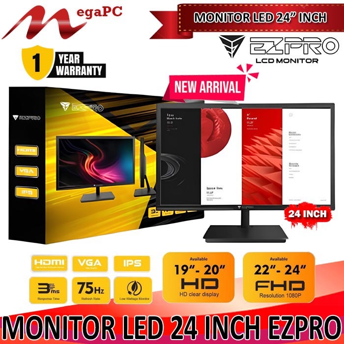 Monitor Layar LED 24 Inch Ezpro Full HD