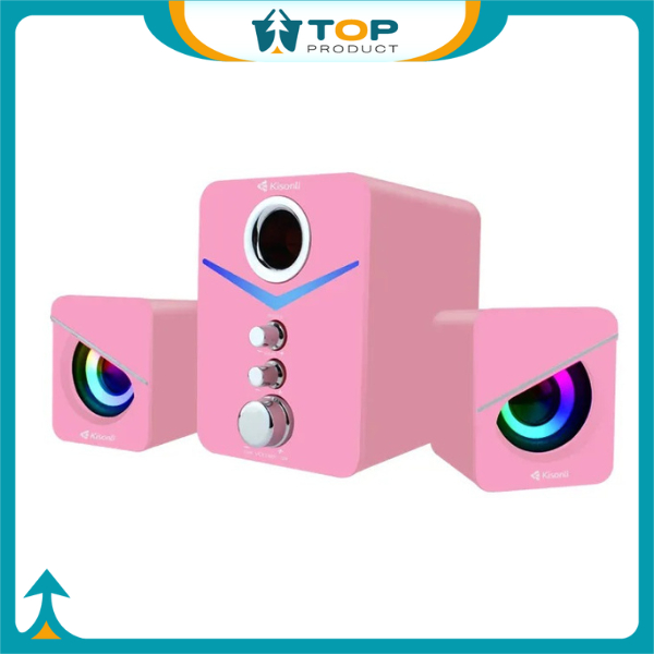 KISONLI Speaker Komputer/Laptop U3100 Bass, Treble And Subwoofer - Pink