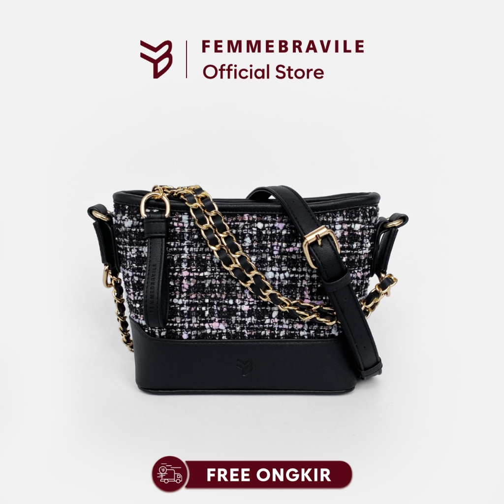 Femmebravile | Tas Selempang Wanita | Sling Bag | Tas Wanita | Kara Tweed Bag