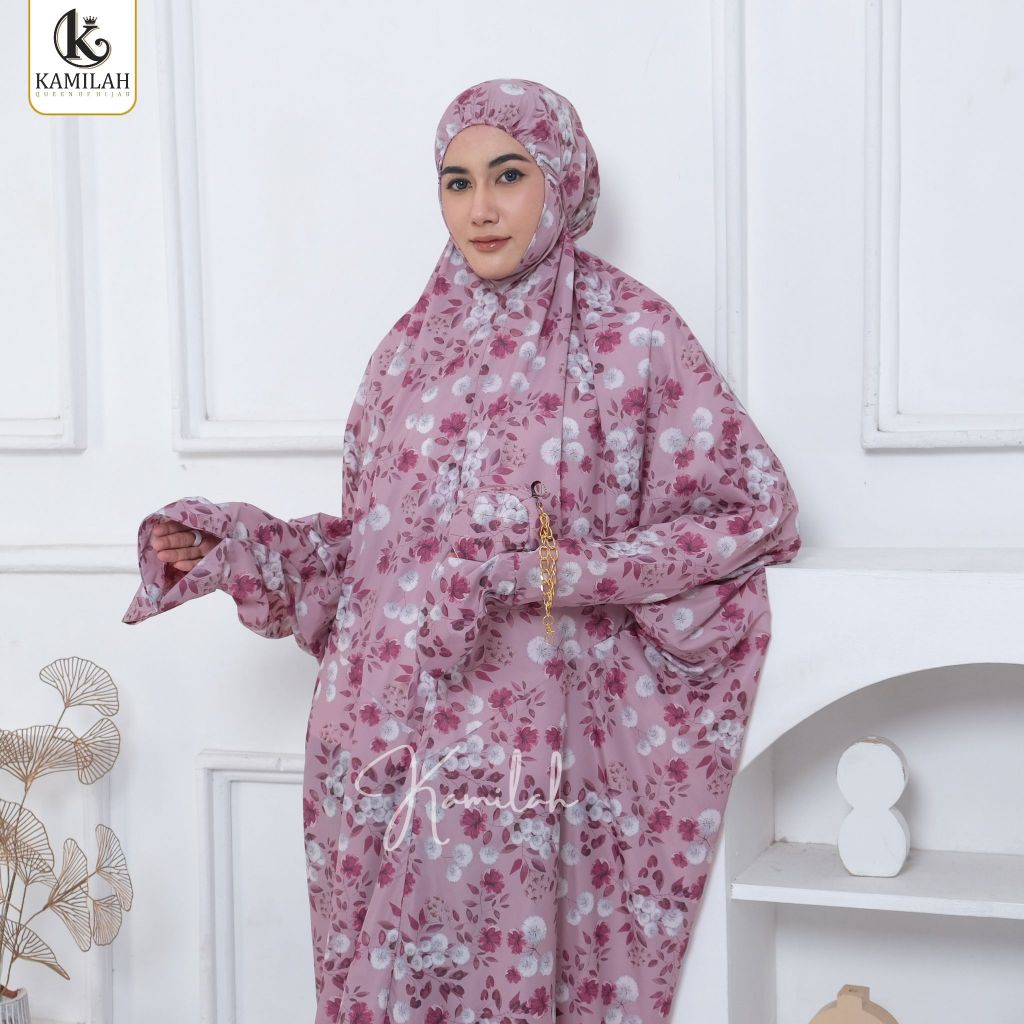 TERKINI Kamilah - Mukena Traveling Mini Pouch Terusan Alina Series Mukena Terusan Dewasa Lajuran