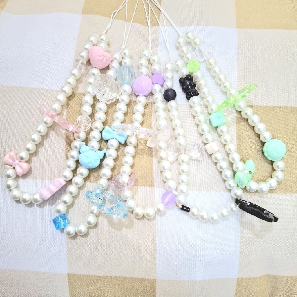 GANTUNGAN HP AKSESORIS HP GANTUNGAN BEADS PEARL MUTIARA LUCU AESTHETIC TALI GANTUNGAN HANDPHONE