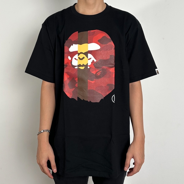 Kaos BAPE BIG HEAD CAMO TRICO RED BLACK TSHIRT 100% ORIGINAL