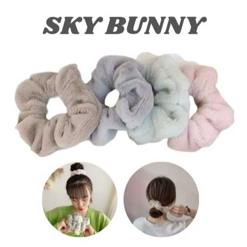 Sky bunny - IKAT RAMBUT WANITA KOREA KUNCIRAN JILBAB LINGKAR BESAR BULU LEMBUT KOREA MOTIF POLOS