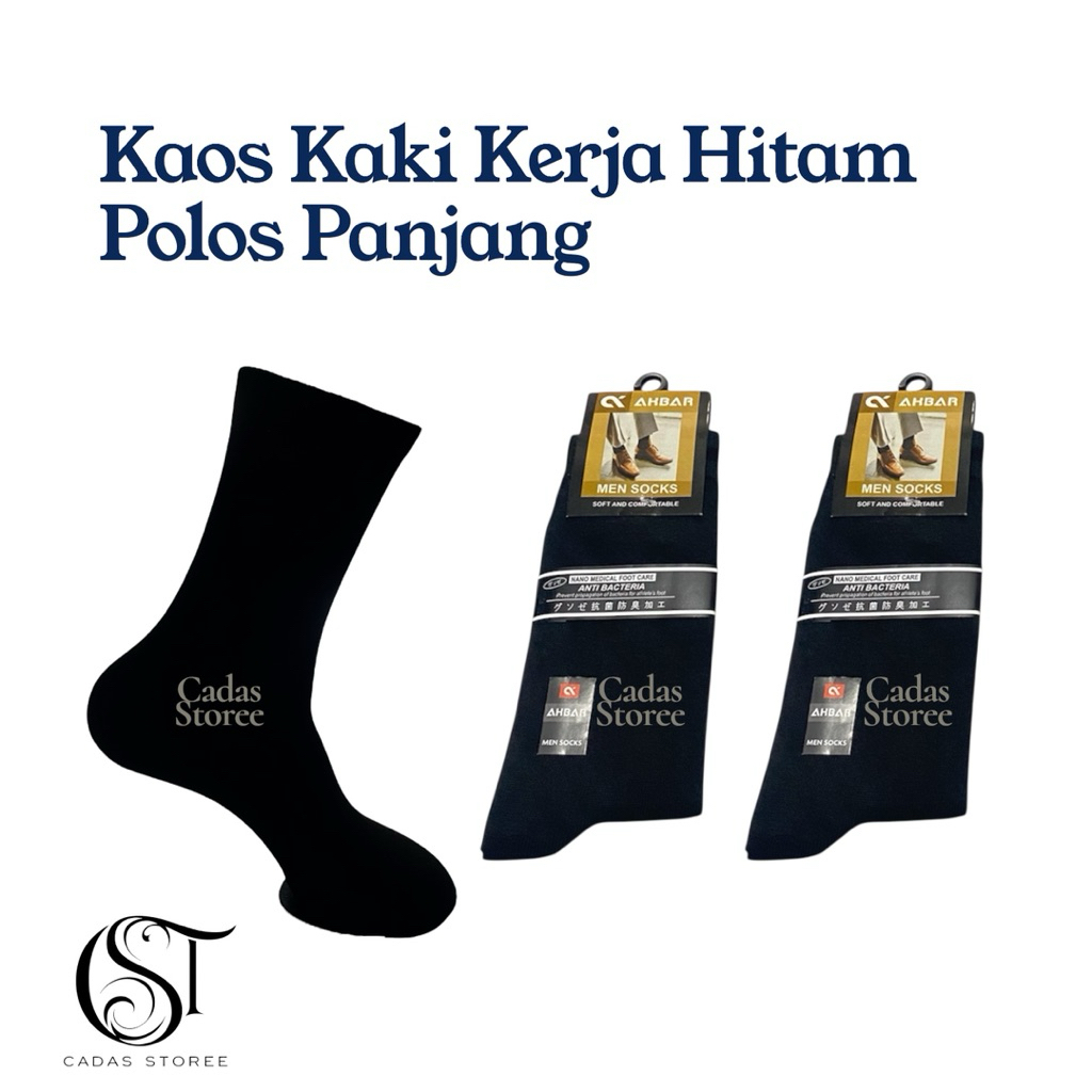 Kaos Kaki Panjang Hitam Polos / Kaos Kaki Kerja Pria Hitam Polos Panjang Antibakteri