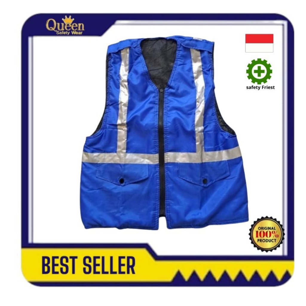 Rompi Safety proyek dacron warna biru - Rompi proyek murah