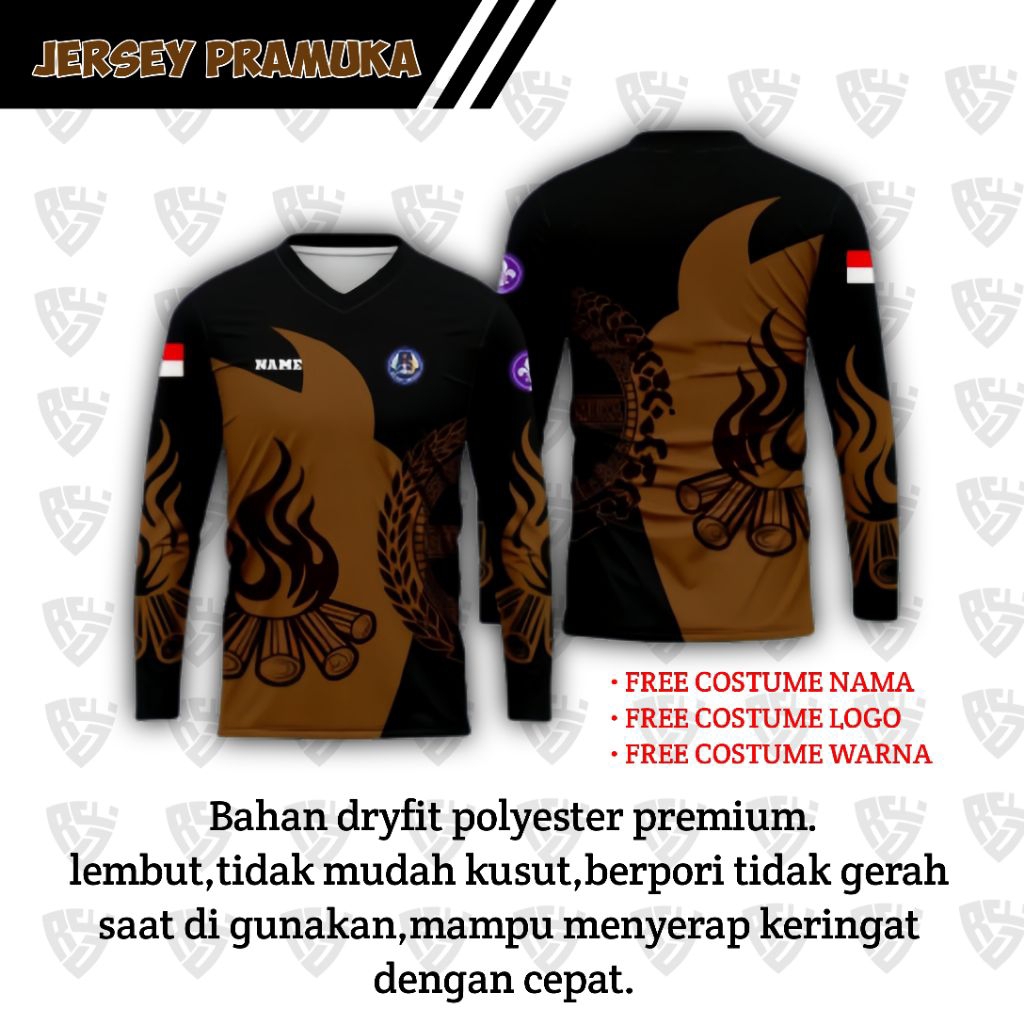 JERSEY PRAMUKA FULLPRINTING FREE COSTUME NAMA,LOGO SUKA SUKA | BAJU PRAMUKA | BAJU PEMBINA | KAOS PR