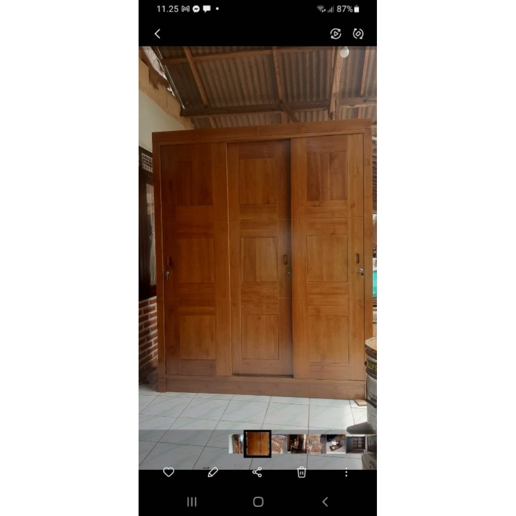 almari 3pintu sleding kayu jati