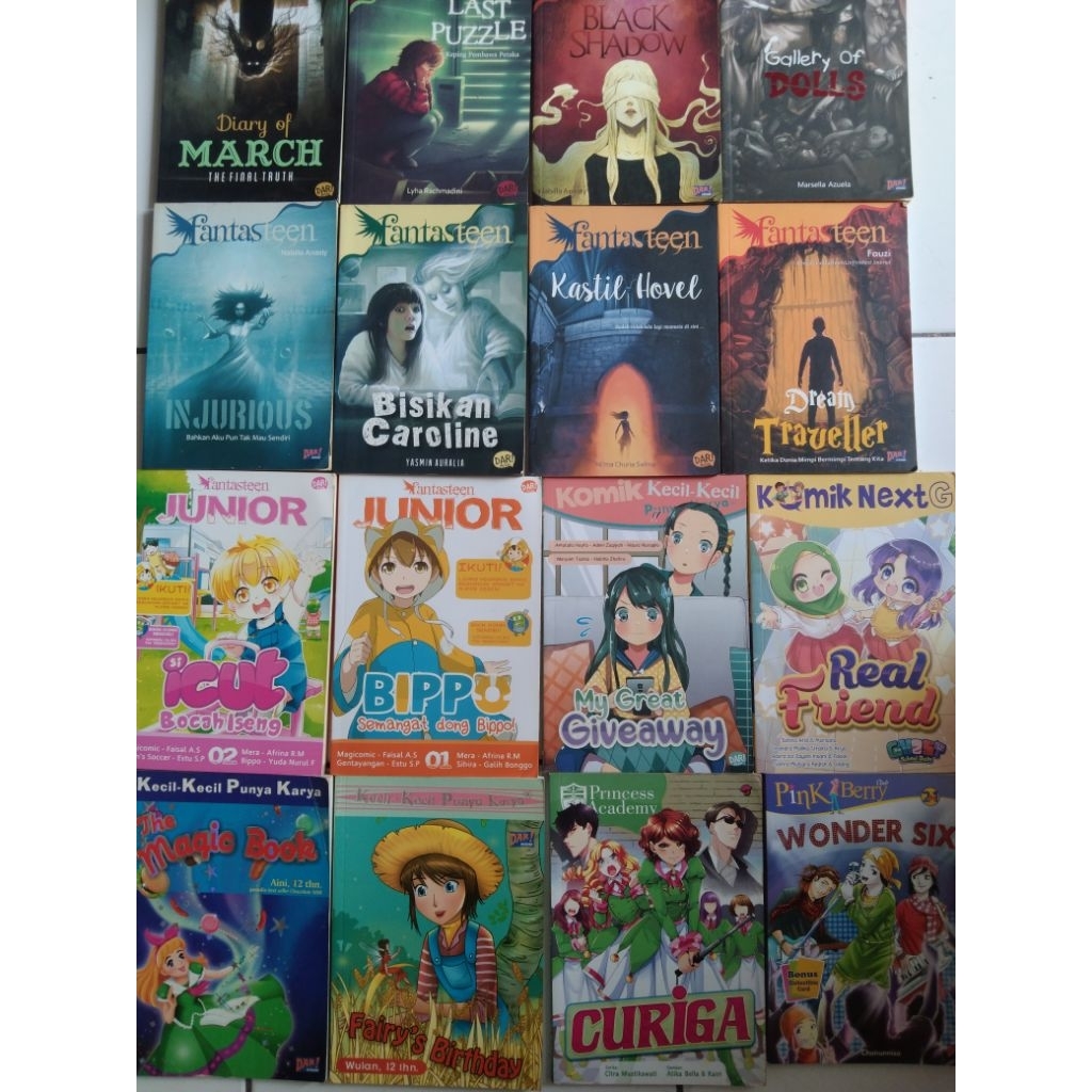 Novel Komik Anak FANTASTEEN, KECIL KECIL PUNYA KARYA (KKPK) , PRINCESS ACADEMI, PINK BERRY CLUB (PBC