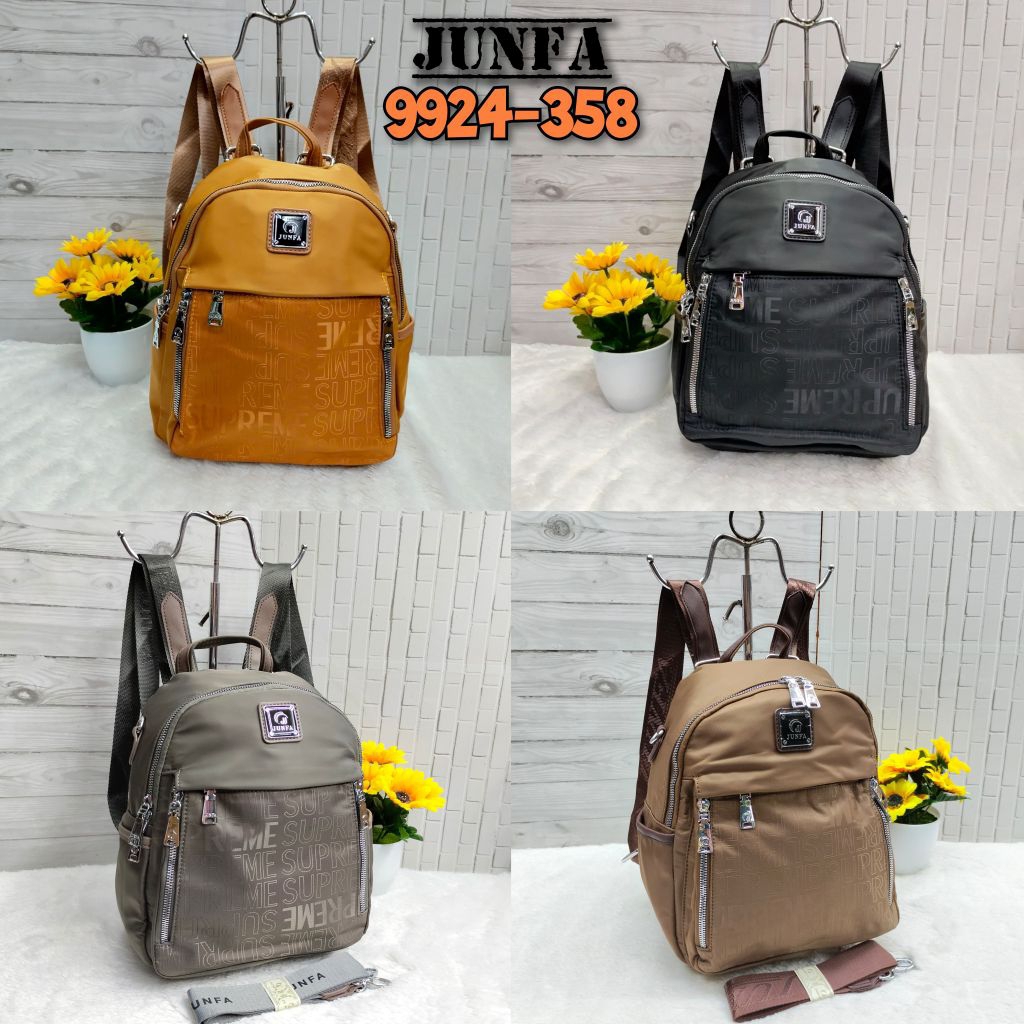 Tas ransel wanita Junfa parasut motif supreme 9924-358 original