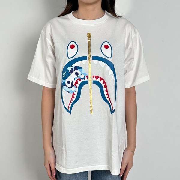 Kaos BAPE SHARK BITE MILO CAMO BLUE WHITE TSHIRT 100% ORIGINAL