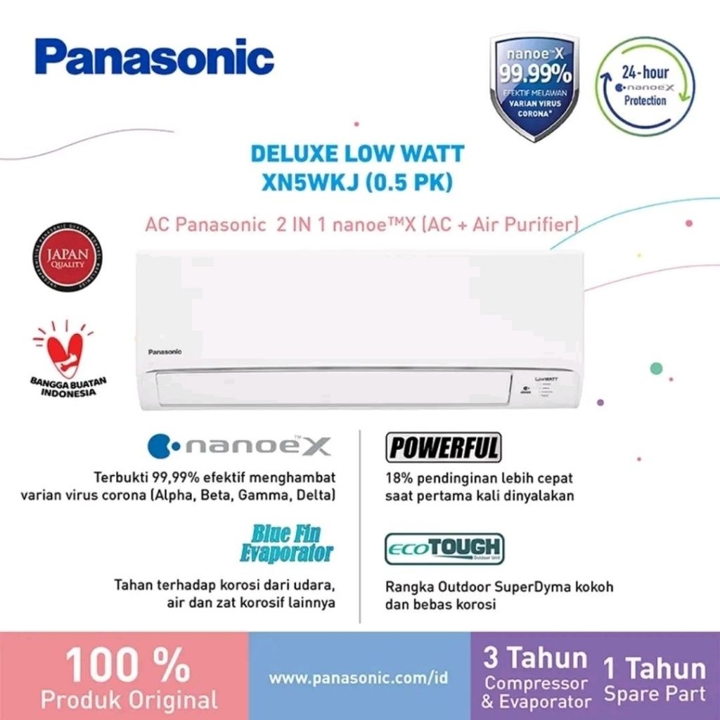 AC 1/2pk Deluxe Low Watt Panasonic XN5WKJ | 0,5pk nanoe X 330w CS