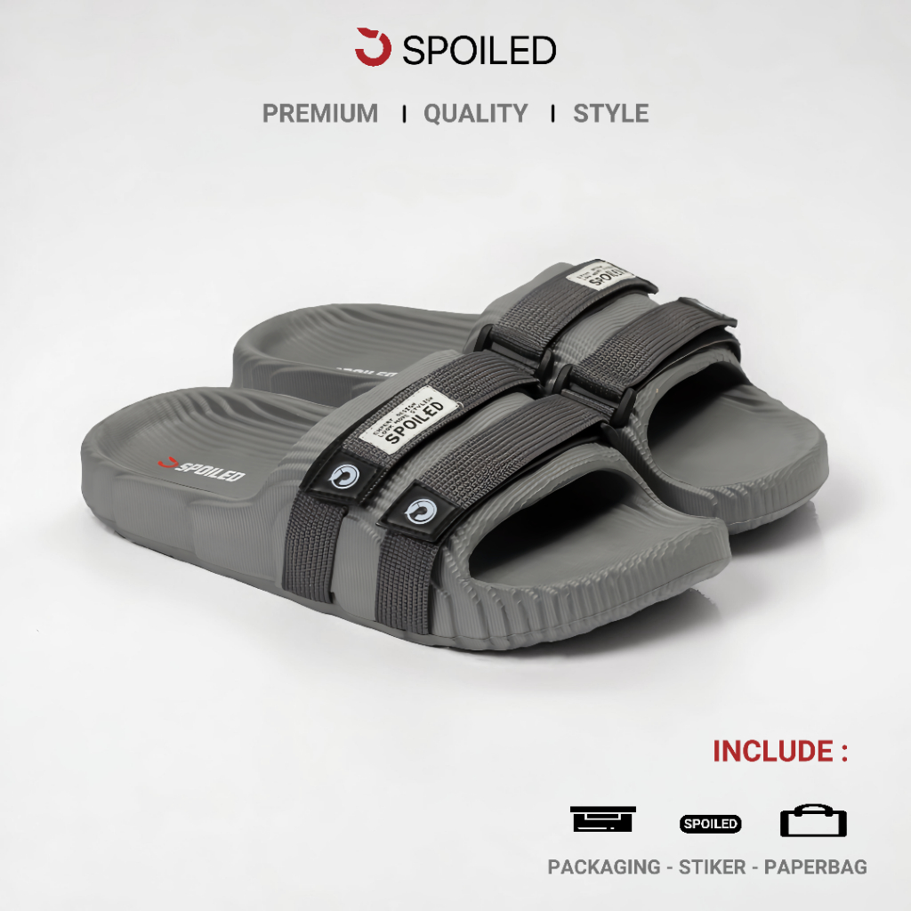 SPOILED - Kyoshi grey - Sendal Selop Sandal Slide Pria Slip On Terbaru