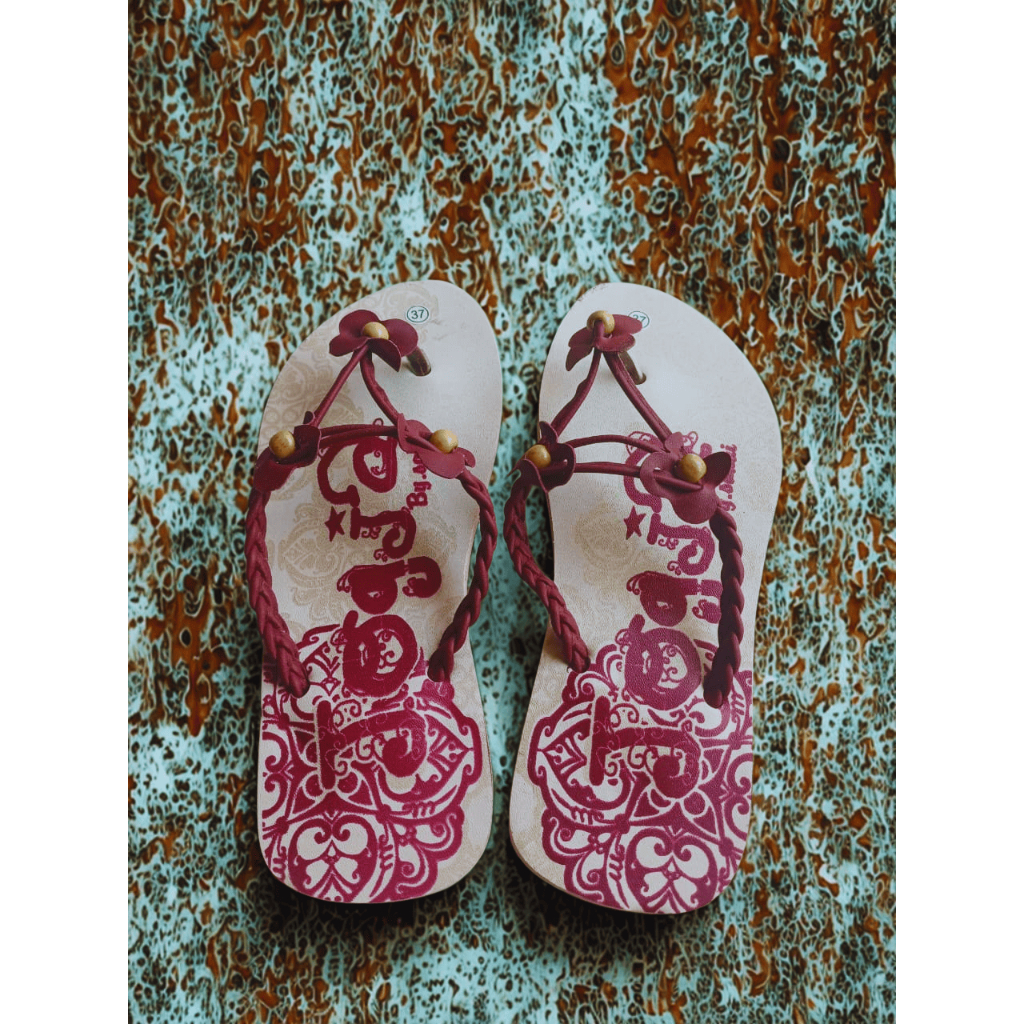 37 - 41 / Sandal Anyaman Batik Bunga / sandal Etnik Jogja / Sandal Anyaman Jogja