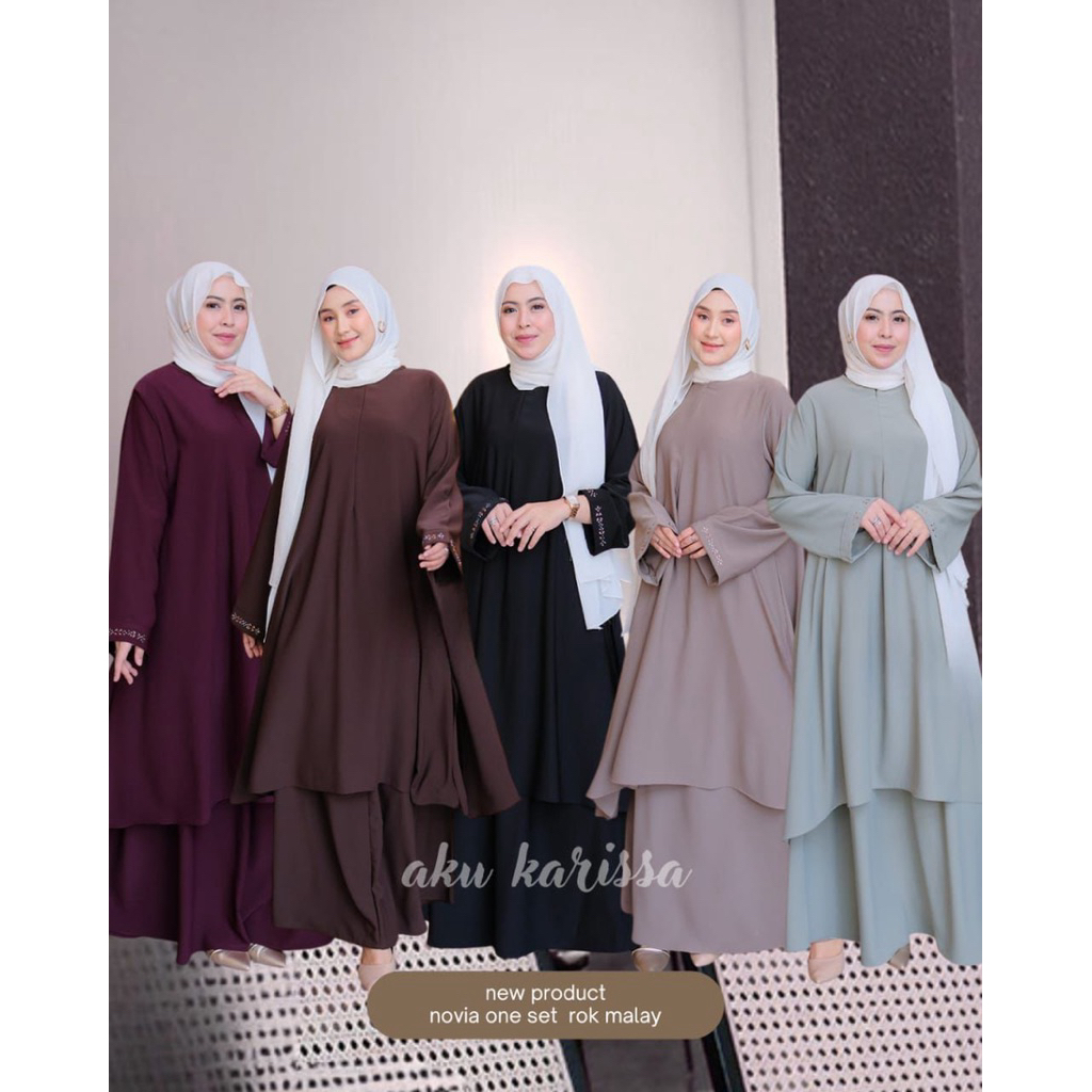 NOVIA SET ROK MALAY WANITA BY AKU KARISSA MATT MARINA APLIKASI SWAROSKY BUSUI FRIENDLY FASHION HIJAB