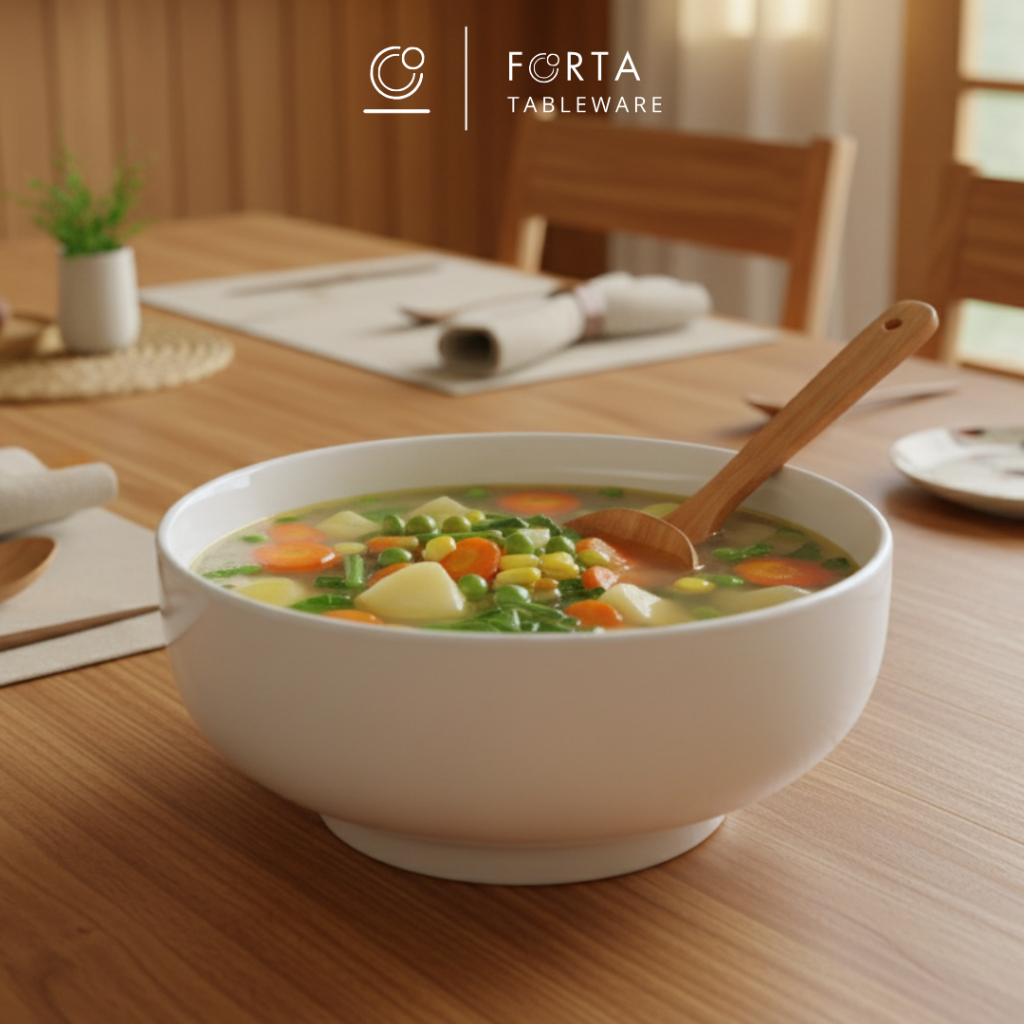 Mangkok Saji Besar Keramik Premium Putih Polos Diameter 25cm / mangkok hotelware serbaguna JJ419