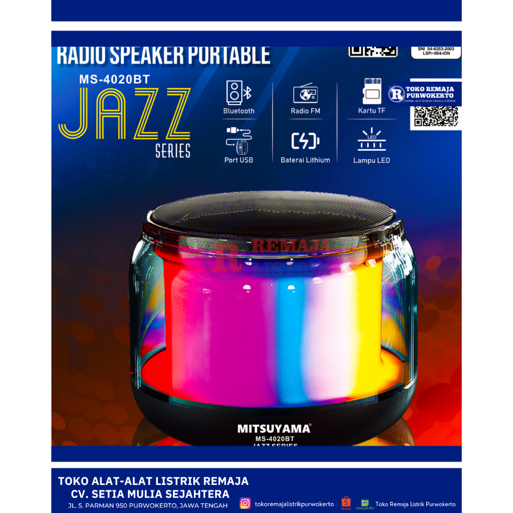 Speaker Jazz Portable Bluetooth USB Type C Mitsuyama MS-4020 BT