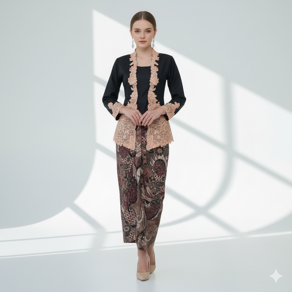 Kebaya Katun Anne Kutu Baru Bordir Halus 651