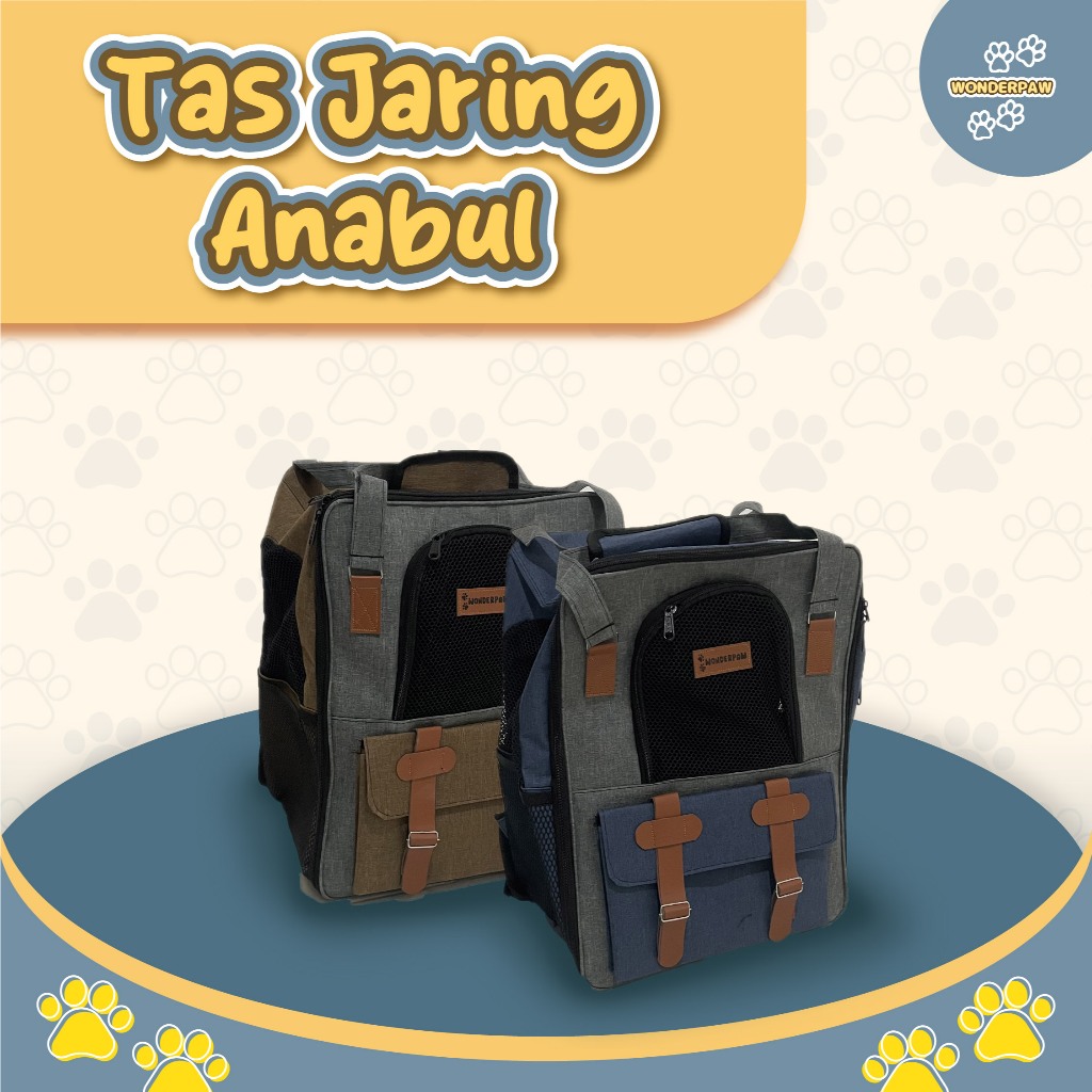 Tas Kucing Denim Jaring - Tas Ransel Anabul Denim Jaring - Pet Carrier Bag