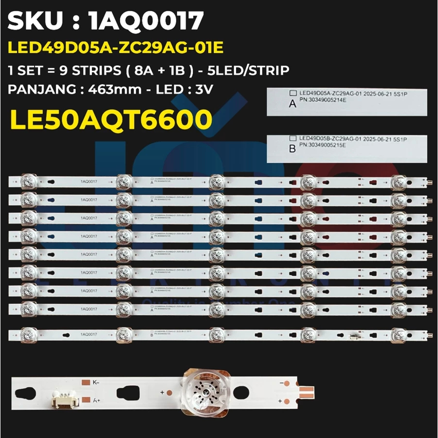 BACKLIGHT TV LED AQUA 50 INCH LE50AQT6600UG LE50AQT6600 LE 50AQT6600