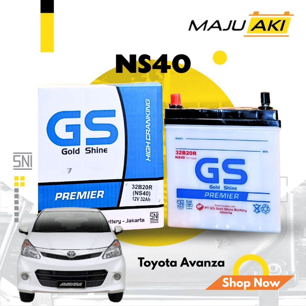 Aki Mobil Toyota Avanza Aki Basah GS Gold Shine Dry Charge Premier NS40 12V 32Ah