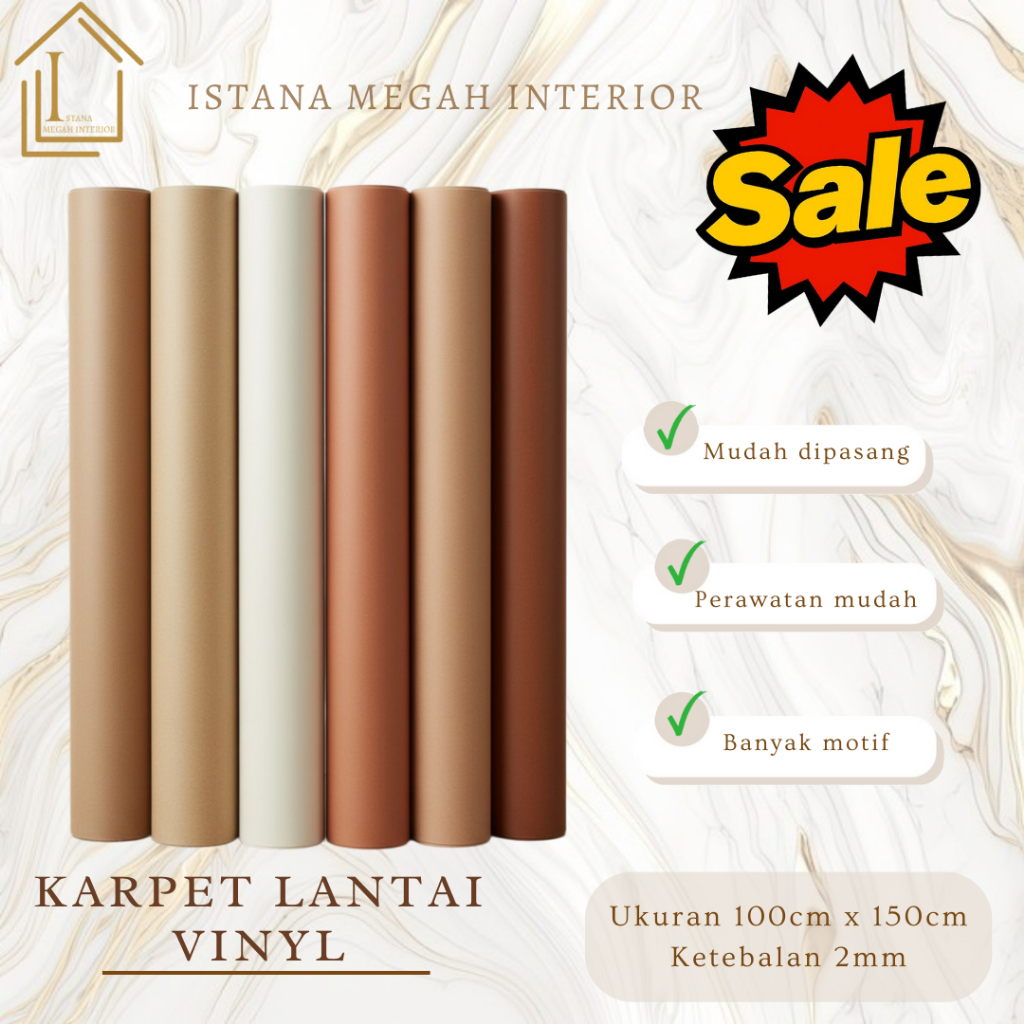 Karpet Lantai Vinyl Roll Polos 2mm SALE 100cm x 150cm