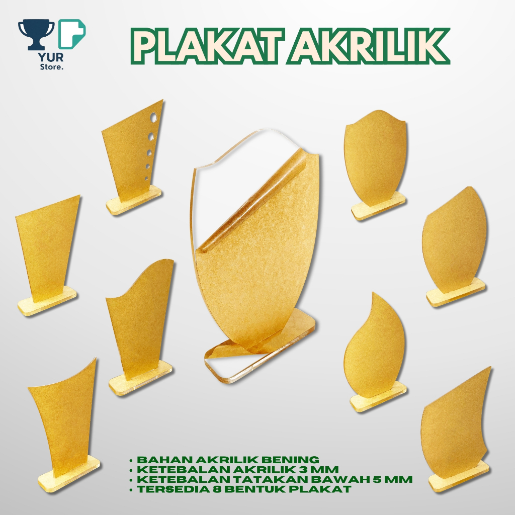 Plakat Akrilik Polos Tebal 3mm Plus Tatakan 5mm | Penghargaan | Kenangan | Hadiah