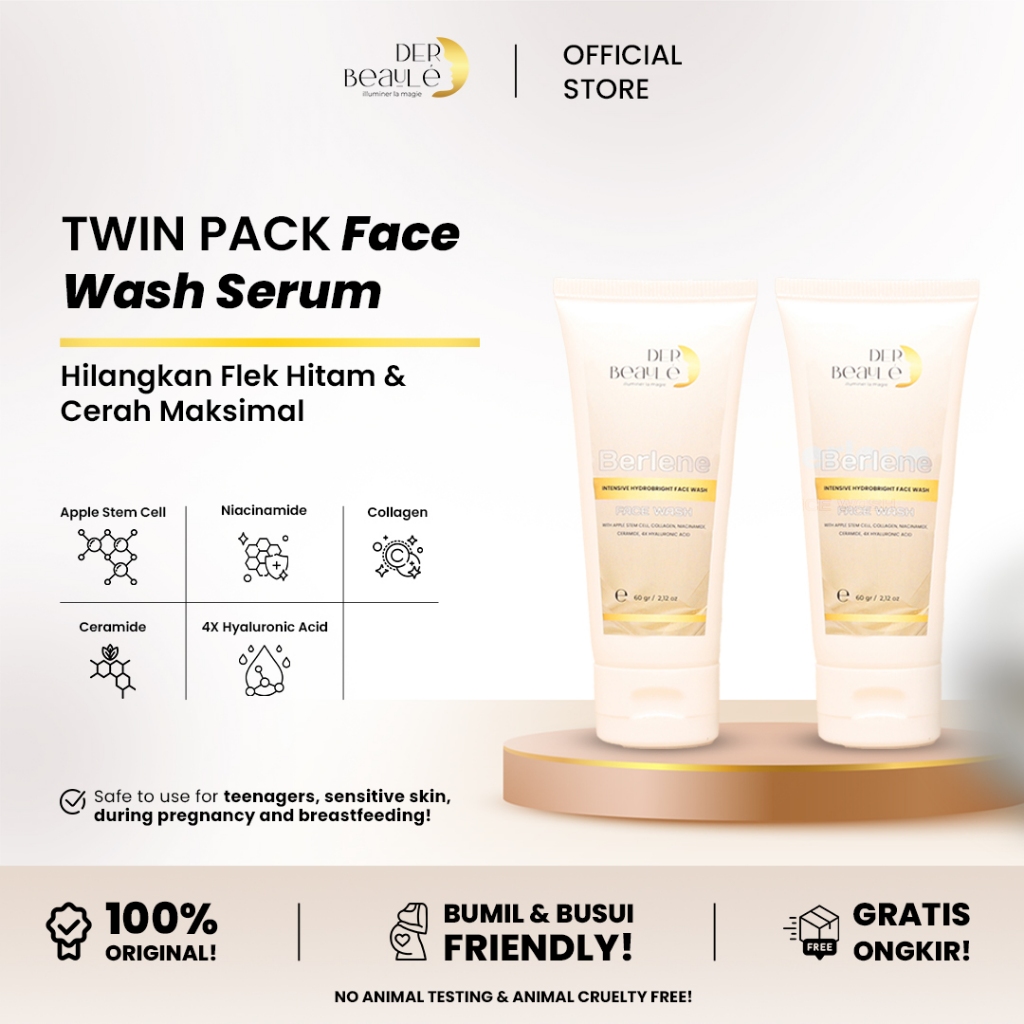 DER BEAULE Twin Pack Berlene Face Wash Serum Mencerahkan Wajah Hilangkan Flek HItam | Face Wash WIth