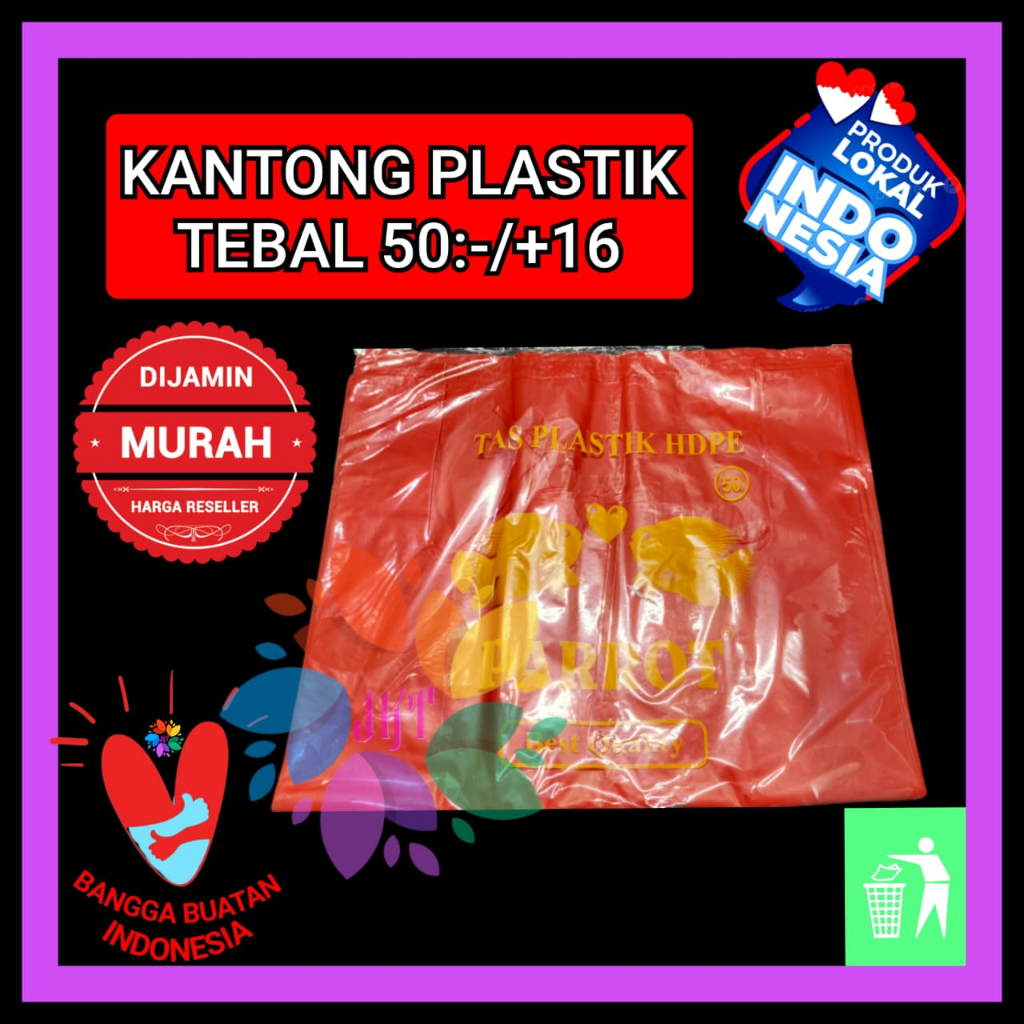 HD Kantong Kresek Plastik Merah Ukuran 50 Tebal 50x75 Jumbo Kuat Besar
