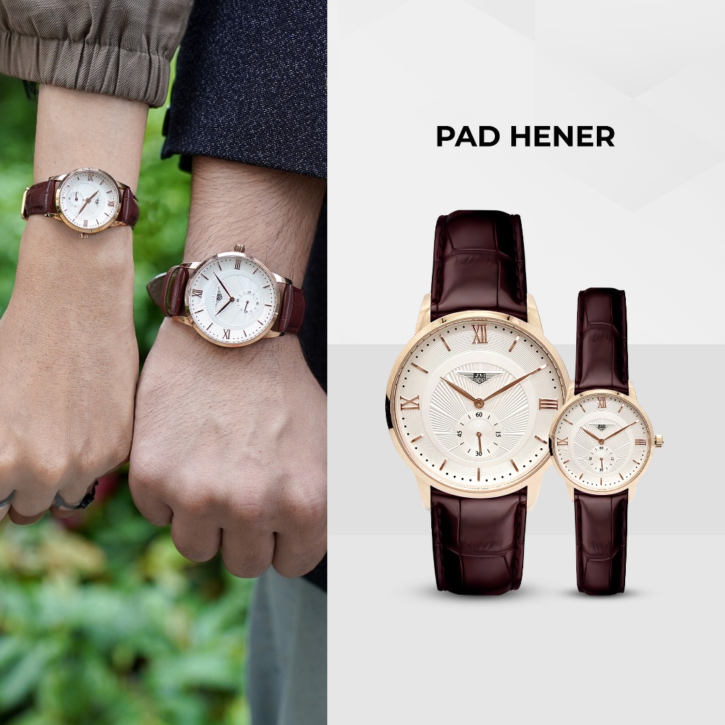 Jam Tangan Couple Pria Wanita PadHener Liones Anti Air Kaca Mineral Sapphire COD + Kotak Esklusif