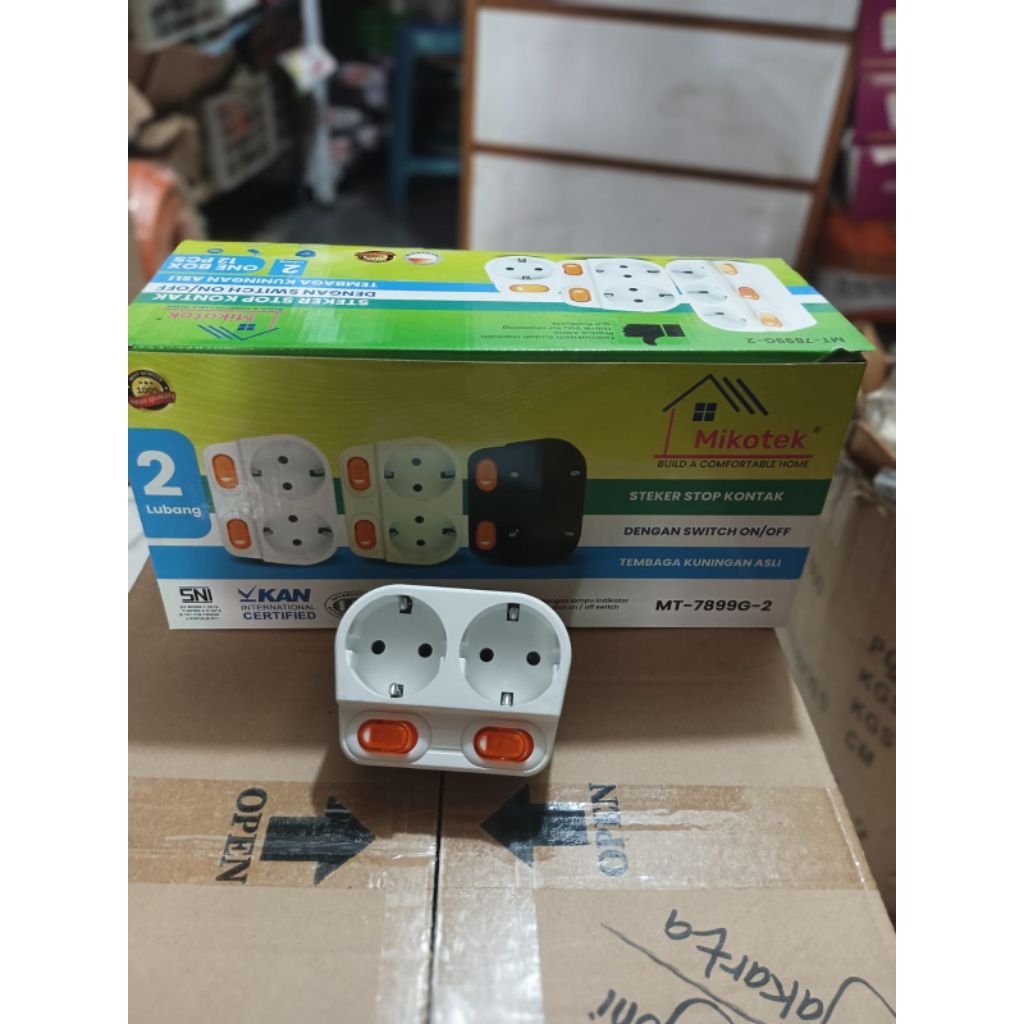Tusuk Kontak+ Saklar 2 Lubang/Steker Stopkontak+Saklar 2 Lubang Mikotek