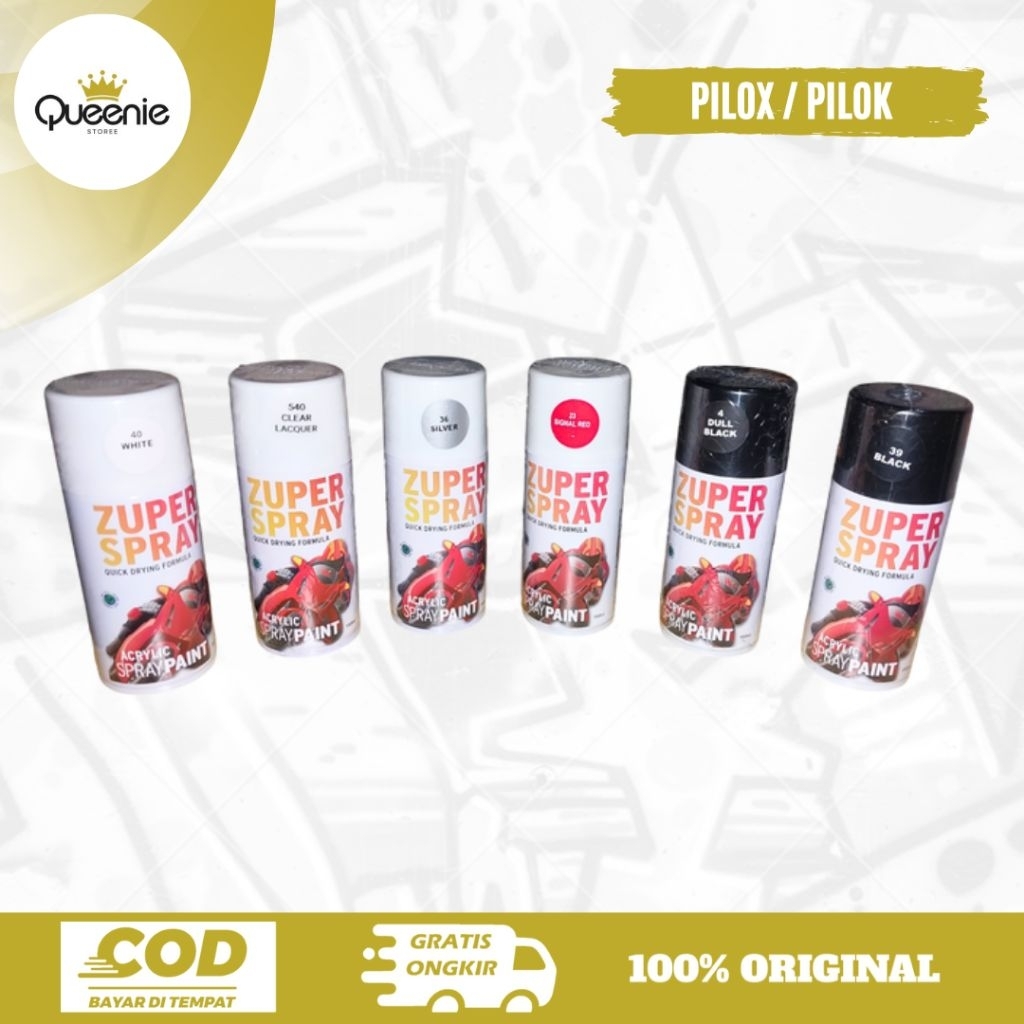 Pilox Cat Semprot 150cc Black White Dull Black Signal Red Clear Lacquer Silver Clear Doff/Cat Sempro