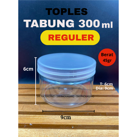 Toples Tabung Silinder 300 ml - Jar Plastik 300ml Fox Tutup Ulir Putar