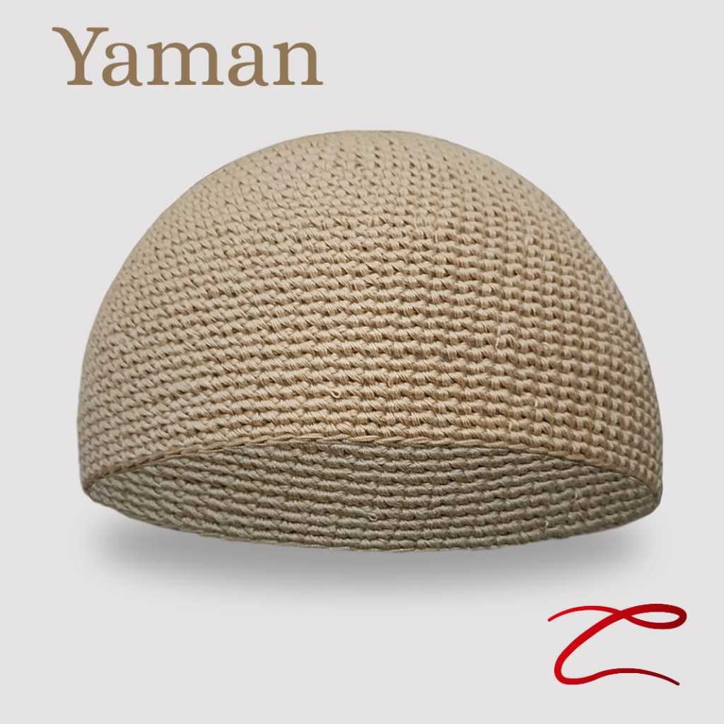 Peci Rajut Pria Dewasa Tebal Yaman Polos Rajut Manual Peci Haji Sulam Tangan Tebal Warna Putih