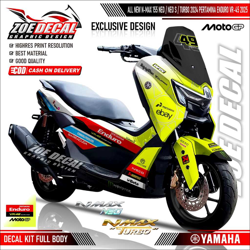 Terbaru Decal Stiker Full Body Yamaha All New NMAX TURBO / NEO / NEO S Motif / Livery DUCATI PERTAMI