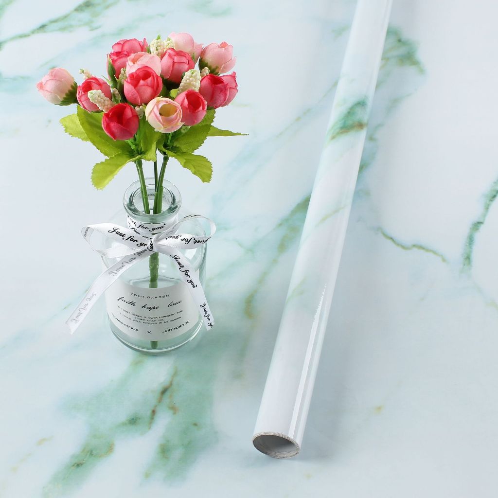 Wallstiker dinding motif Marmer dinding dapur stiker bahan alumunium foil 5meter X 60 cm motif marme