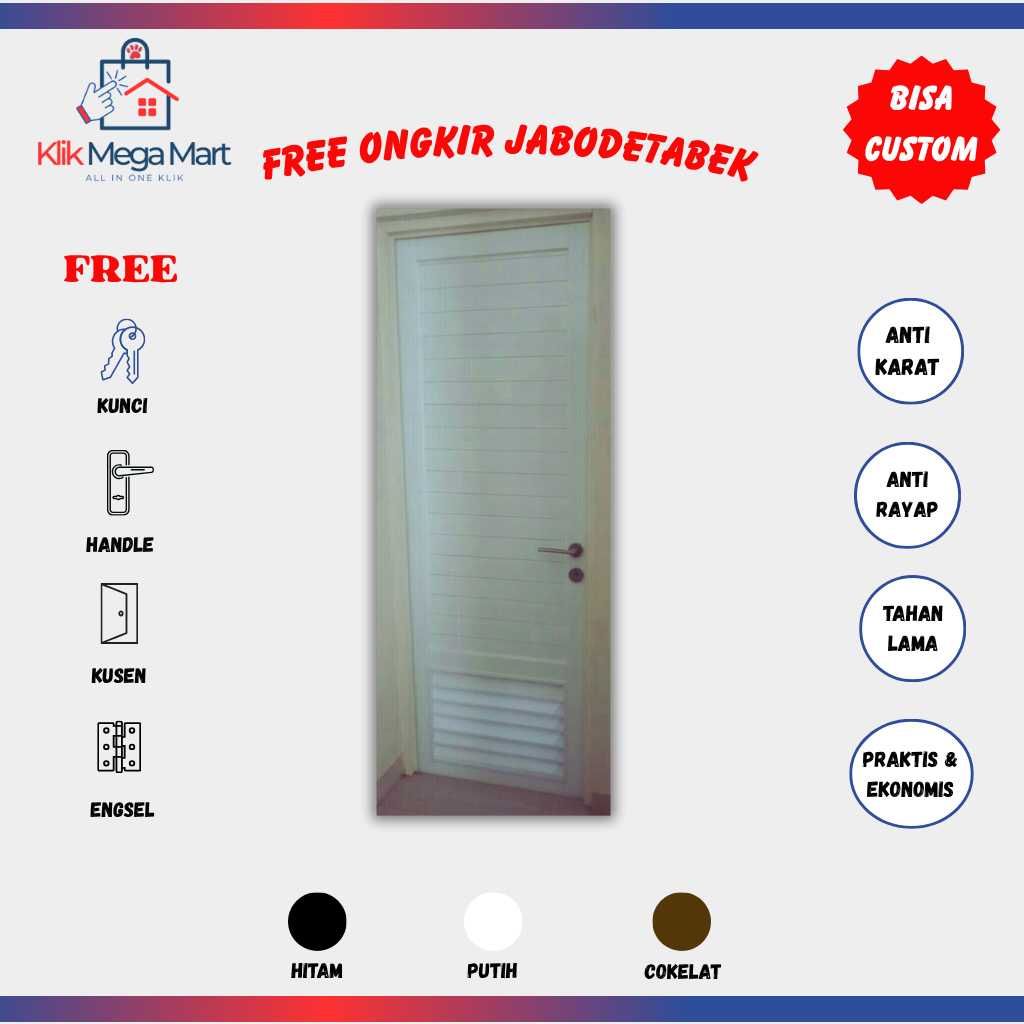 Pintu Aluminium DACON 3" Kamar Mandi 70 x 190 (Bisa Custom)