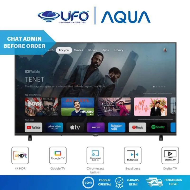 TV AQUA 43 INCH / 43" AQT43K85FUX SMART GOOGLE TV 4K UHD HDR 43K85FUX