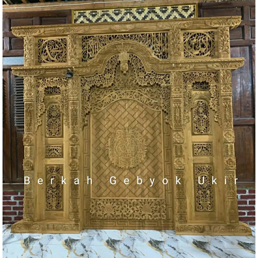 pintu ukir gebyok/pintu ukir replika nabawi ful kayu jati asli