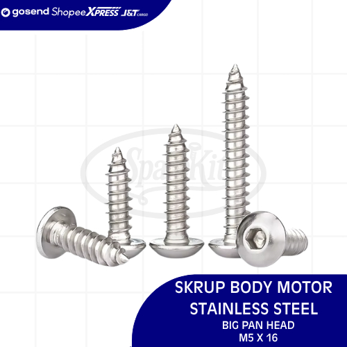SKRUP BODY / BAUT BODY MOTOR 5x16 STAINLESS STEEL BIG PAN HEAD