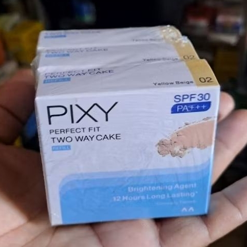 3 pcs Bedak PIXY Yellow beige (02) REFIL. Bedak natural dan tahan lama