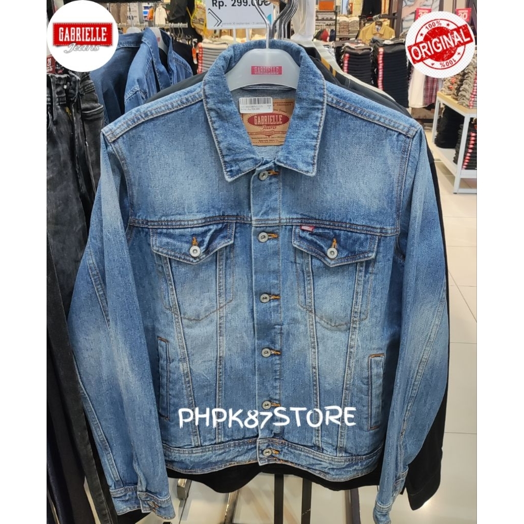 Jaket denim pria original merek Gabrielle